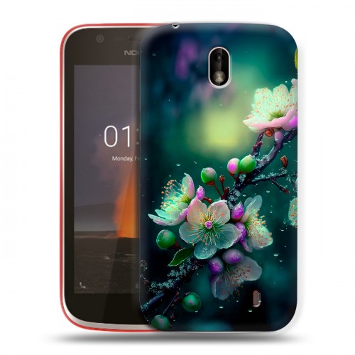 Дизайнерский пластиковый чехол для Nokia 1 Цветы и мрамор
