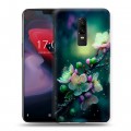 Дизайнерский пластиковый чехол для OnePlus 6 Цветы и мрамор