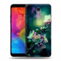 Дизайнерский пластиковый чехол для LG Q7 Цветы и мрамор