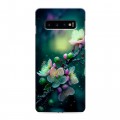 Дизайнерский силиконовый с усиленными углами чехол для Samsung Galaxy S10 Цветы и мрамор