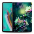 Дизайнерский силиконовый чехол для Samsung Galaxy Tab S5e Цветы и мрамор