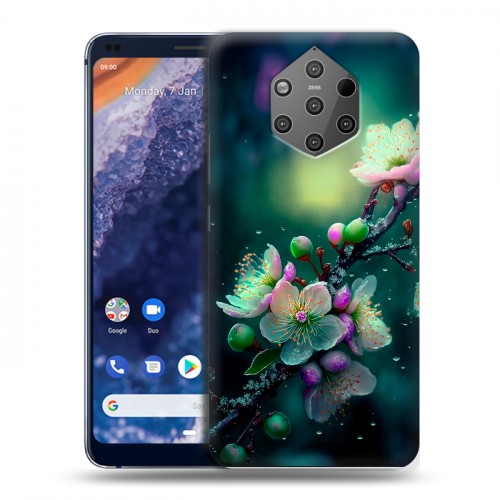 Дизайнерский пластиковый чехол для Nokia 9 PureView Цветы и мрамор