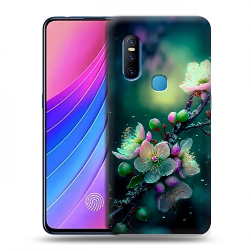Дизайнерский пластиковый чехол для Vivo V15 Цветы и мрамор