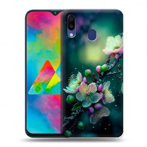 Дизайнерский пластиковый чехол для Samsung Galaxy M20 Цветы и мрамор