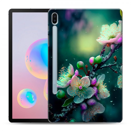 Дизайнерский силиконовый чехол для Samsung Galaxy Tab S6 Цветы и мрамор
