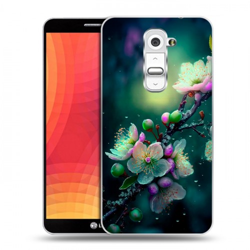 Дизайнерский пластиковый чехол для LG Optimus G2 Цветы и мрамор