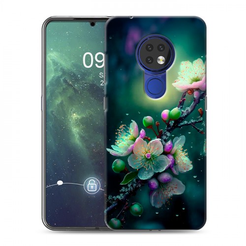 Дизайнерский силиконовый чехол для Nokia 6.2 Цветы и мрамор