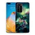 Дизайнерский пластиковый чехол для Huawei P40 Pro Цветы и мрамор
