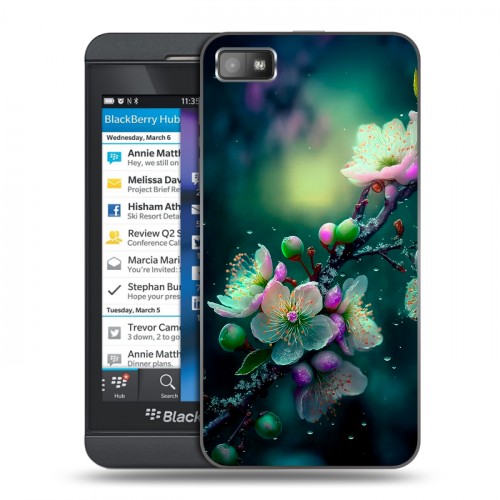 Дизайнерский пластиковый чехол для BlackBerry Z10 Цветы и мрамор