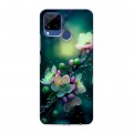 Дизайнерский пластиковый чехол для Realme C15 Цветы и мрамор