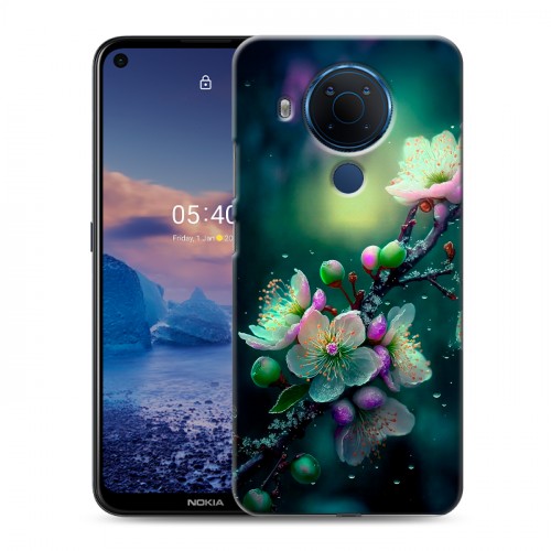 Дизайнерский силиконовый чехол для Nokia 5.4 Цветы и мрамор