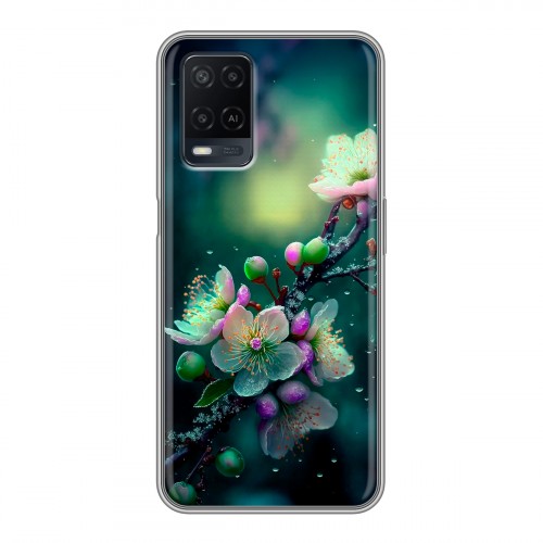 Дизайнерский силиконовый чехол для OPPO A54 Цветы и мрамор