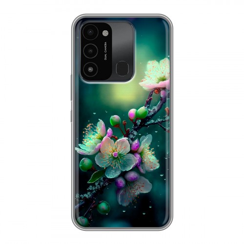Дизайнерский силиконовый с усиленными углами чехол для Tecno Spark Go 2022 Цветы и мрамор