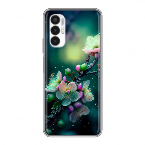 Дизайнерский силиконовый чехол для Tecno Pova 3 Цветы и мрамор