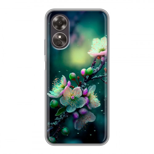 Дизайнерский силиконовый чехол для OPPO A17 Цветы и мрамор