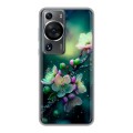 Дизайнерский силиконовый чехол для Huawei P60 Цветы и мрамор