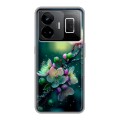 Дизайнерский силиконовый чехол для Realme GT3 Цветы и мрамор