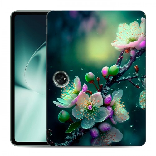 Дизайнерский силиконовый чехол для OnePlus Pad Цветы и мрамор