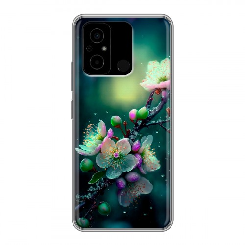 Дизайнерский силиконовый чехол для Xiaomi Poco C55 Цветы и мрамор