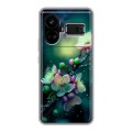 Дизайнерский силиконовый чехол для Realme GT5 Цветы и мрамор
