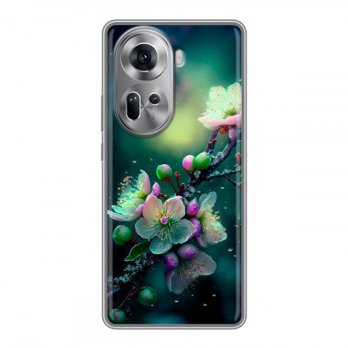 Дизайнерский силиконовый чехол для OPPO Reno 11 Цветы и мрамор