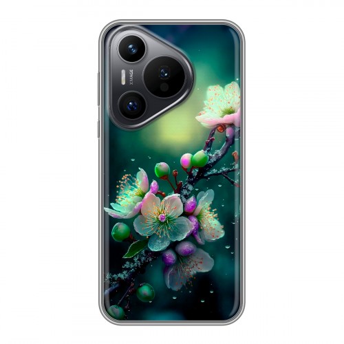 Дизайнерский силиконовый чехол для Huawei Pura 70 Цветы и мрамор