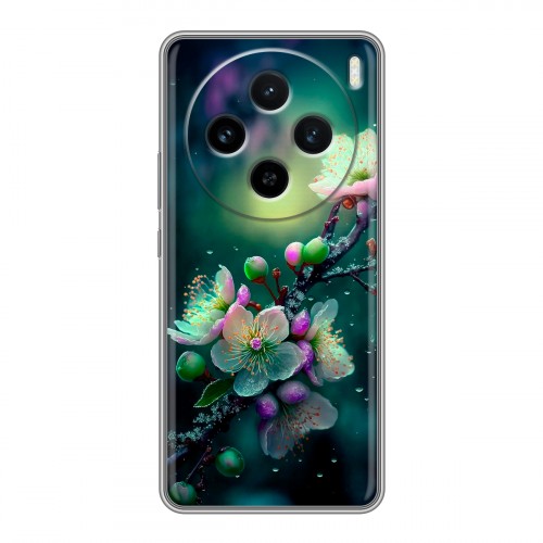 Дизайнерский силиконовый чехол для Vivo X100 Цветы и мрамор