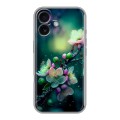 Дизайнерский силиконовый чехол для Iphone 16 Цветы и мрамор
