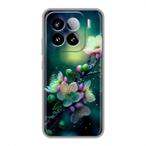 Дизайнерский силиконовый чехол для Xiaomi 15 Цветы и мрамор