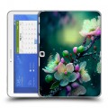 Дизайнерский силиконовый чехол для Samsung Galaxy Tab 4 10.1 Цветы и мрамор