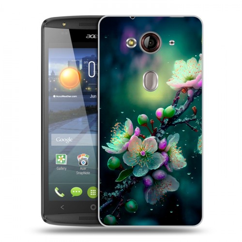 Дизайнерский пластиковый чехол для Acer Liquid E3 Цветы и мрамор