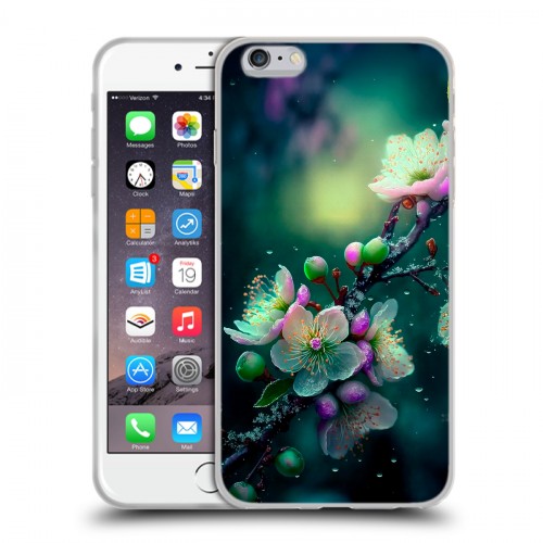 Дизайнерский силиконовый чехол для Iphone 6 Plus/6s Plus Цветы и мрамор