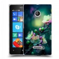 Дизайнерский пластиковый чехол для Microsoft Lumia 435 Цветы и мрамор