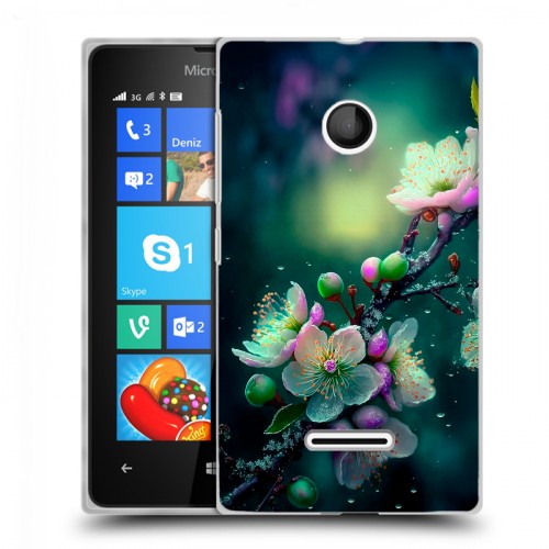 Дизайнерский пластиковый чехол для Microsoft Lumia 435 Цветы и мрамор