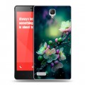 Дизайнерский пластиковый чехол для Xiaomi RedMi Note Цветы и мрамор