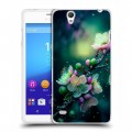 Дизайнерский пластиковый чехол для Sony Xperia C4 Цветы и мрамор