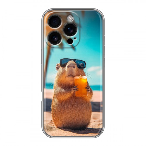 Дизайнерский силиконовый чехол для Iphone 16 Pro Капибара