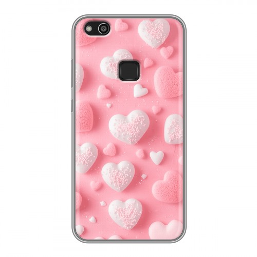 Дизайнерский силиконовый чехол для Huawei P10 Lite Сердечки