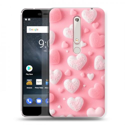 Дизайнерский пластиковый чехол для Nokia 6 (2018) Сердечки