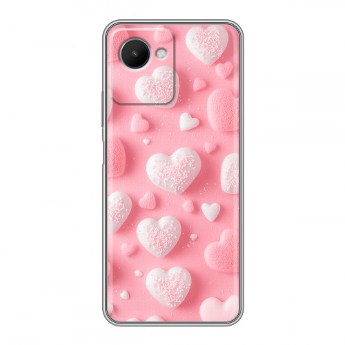 Дизайнерский силиконовый чехол для Realme C30s Сердечки