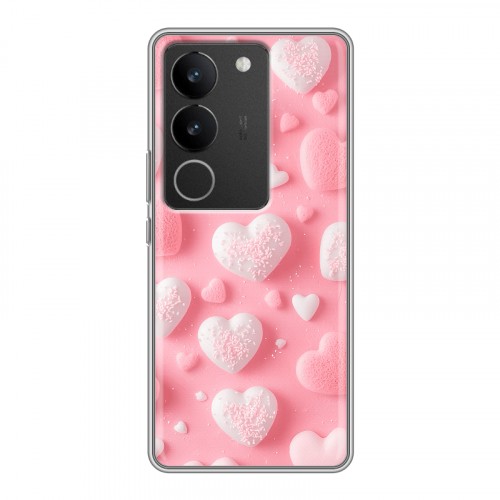 Дизайнерский силиконовый с усиленными углами чехол для Vivo V29 Сердечки