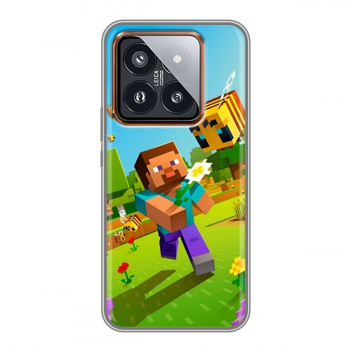 Дизайнерский силиконовый чехол для Xiaomi 14 Pro Майнкрафт Minecraft