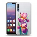 Полупрозрачный дизайнерский силиконовый с усиленными углами чехол для Huawei P20 Pro Цветы орхидеи