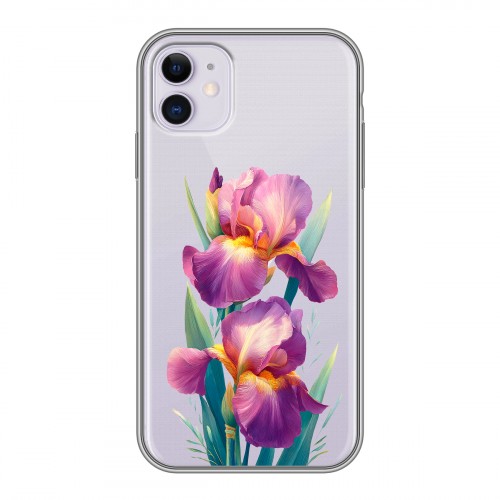Полупрозрачный дизайнерский силиконовый чехол для Iphone 11 Цветы орхидеи