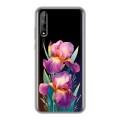 Полупрозрачный дизайнерский силиконовый чехол для Huawei Y8p Цветы орхидеи