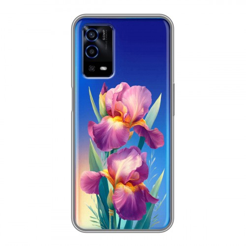 Полупрозрачный дизайнерский силиконовый с усиленными углами чехол для OPPO A55 Цветы орхидеи