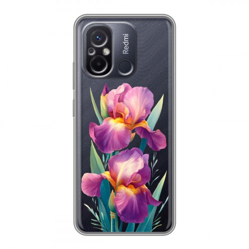 Полупрозрачный дизайнерский пластиковый чехол для Xiaomi RedMi 12C Цветы орхидеи