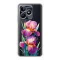 Полупрозрачный дизайнерский пластиковый чехол для Realme C53 Цветы орхидеи