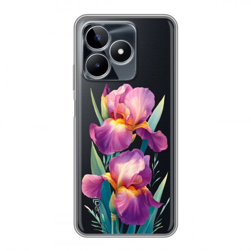 Полупрозрачный дизайнерский пластиковый чехол для Realme C53 Цветы орхидеи