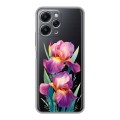 Полупрозрачный дизайнерский пластиковый чехол для Xiaomi RedMi 12 Цветы орхидеи